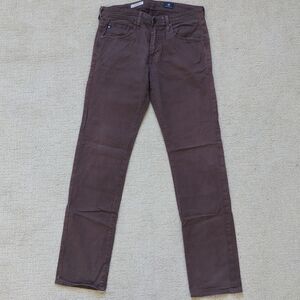 AG Adriano Goldschmied The Matchbox Slim Straight Pants Mens 31 Brown Grunge